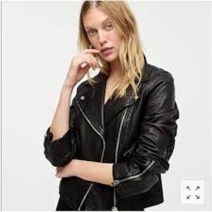 J Crew Collection washed leather motorcycle jacket